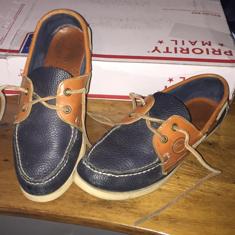 Navy and tan Boat shoes